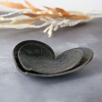 11th Anniversary Steel Hearts Dish Set, Couples Gift, 10 of 11