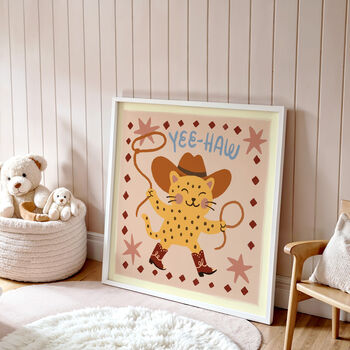 Yeehaw Western Print, Cowboy Cat, Nursery Print, 8 of 10