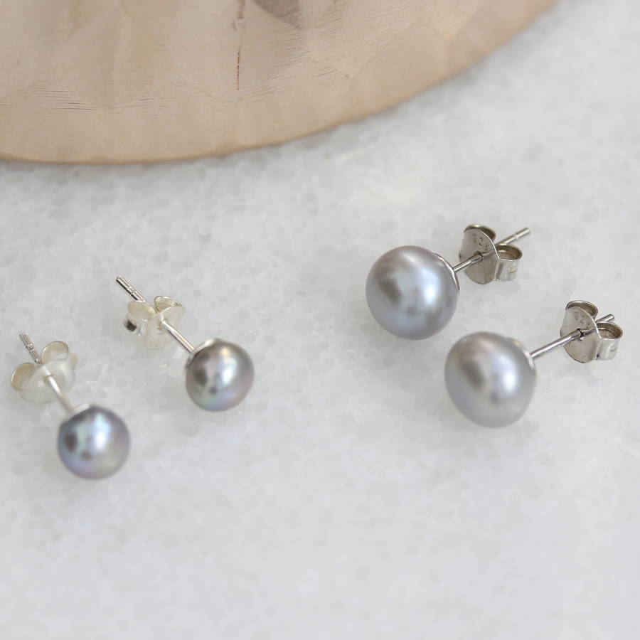 grey freshwater pearl earrings by molly & pearl | notonthehighstreet.com