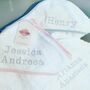 Personalised Baby Hooded Cotton Towel Monogram Gift, thumbnail 1 of 11
