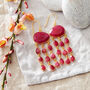 Ruby Jellyfish Gold Plated Silver Chandelier Earrings, thumbnail 2 of 10