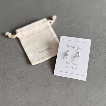 Thank You Bridesmaid Sterling Silver Bar Knot Earrings, 2 of 9
