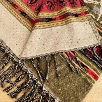 Handwoven Boho Recycled Cotton Blanket Scarf, 3 of 9
