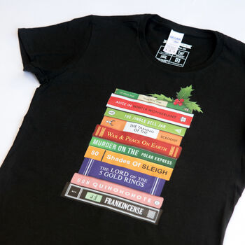 Funny Book Puns Ladies Christmas T Shirt, 2 of 5