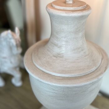 Antiqued White Wash Tall Urn Table Lamp Base, 7 of 11