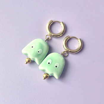 Handmade Ceramic Ghost Earrings In Pastel Colours, 6 of 8