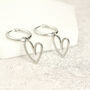 Heart Hoop Earrings In Silver Or Gold Colour, thumbnail 3 of 9