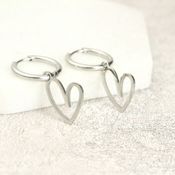 Heart Hoop Earrings In Silver Or Gold Colour, 3 of 9