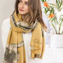 Personalised Mustard To Grey Floral Print Scarf, thumbnail 2 of 6