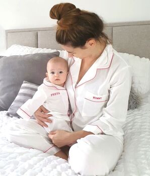Personalised Mummy And Daughter Traditional Pyjama Set, 2 of 8