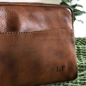 Personalised Leather Wash Bag, 2 of 11
