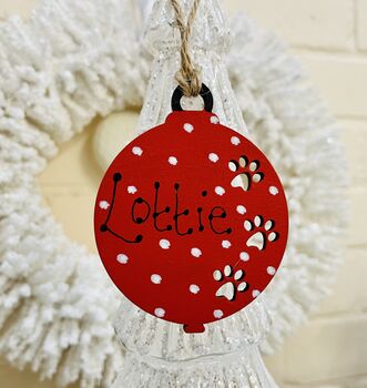 Personalised Dog Cat Paw Bauble Xmas Tree Decoration, 2 of 7