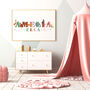 Safari Animal Illustrated Child's Name Print, thumbnail 3 of 6