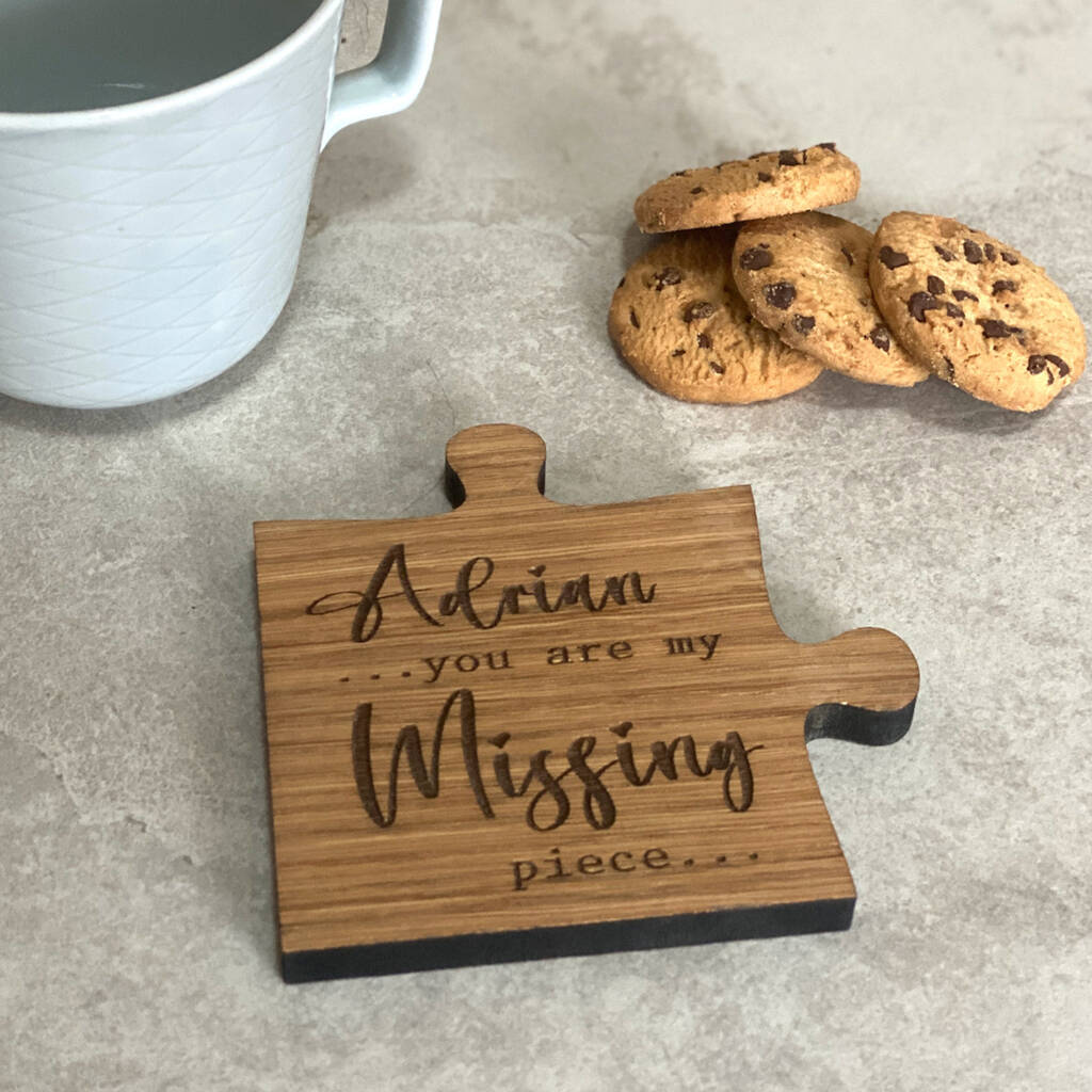 Personalised Oak Veneer Jigsaw Coaster Gift, 1 of 3