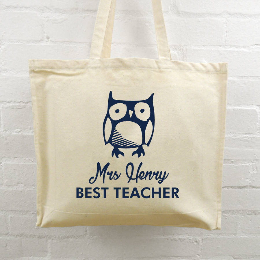 personalised tote bag for teacher's, owl cat dog design by able labels ...