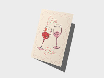 Chin Chin Card | Celebration Card | Wine Glass Cheers, 3 of 4