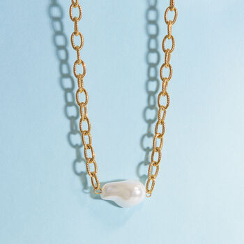 Baroque Pearl Textured Chunky Chain Necklace, 3 of 7