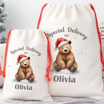 Bear Special Delivery Christmas Sack, 2 of 2
