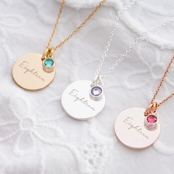 Sterling Silver 18th Birthday Disc Name Necklace, 2 of 12