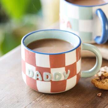 Ceramic Contrast Checkerboard Daddy Mug, 4 of 5
