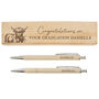 Personalised Highland Cow Wooden Pen And Pencil Set, thumbnail 6 of 6