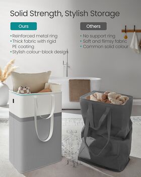 Two Piece Laundry Basket Hamper Set, 3 of 5