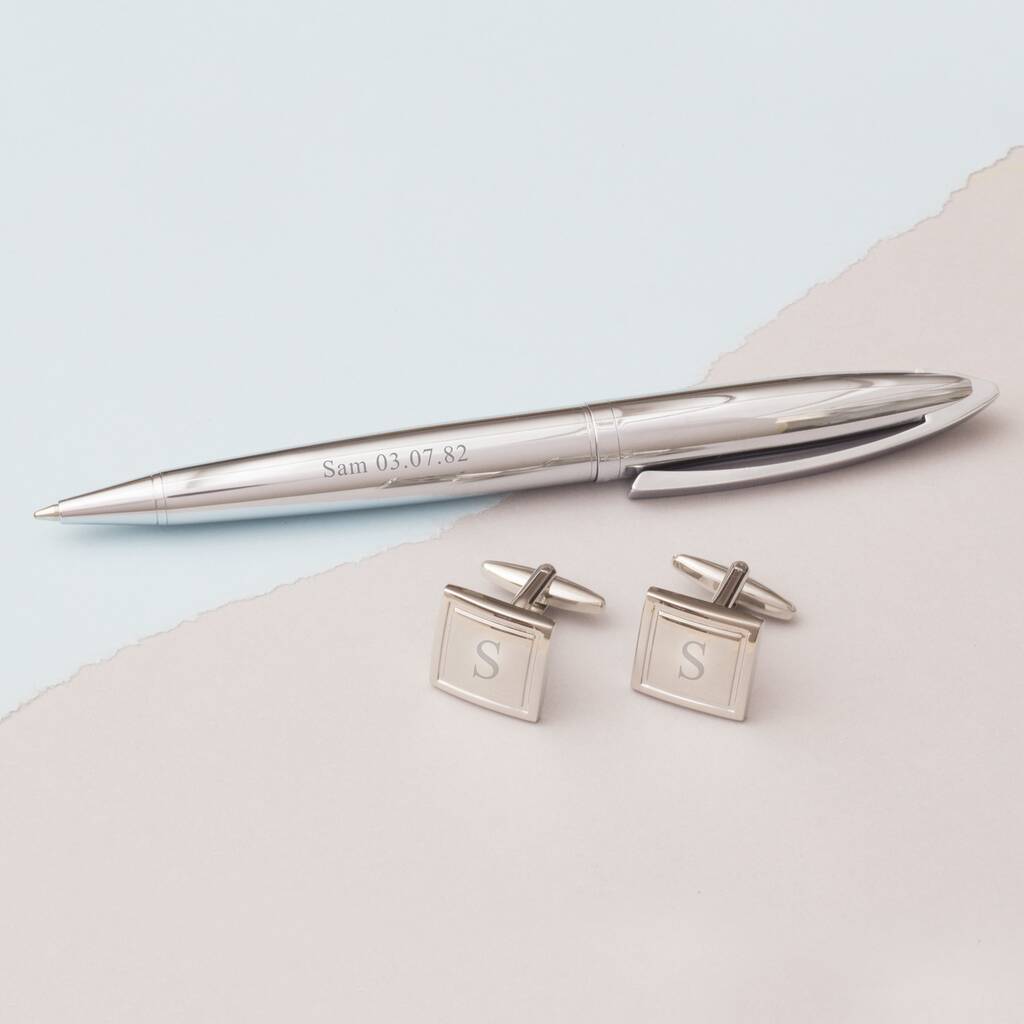 Image of Pen And Personalised Cufflinks Set