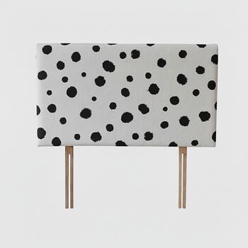 Hand Painted Upholstered Linen Headboard Polka Dot Print, 2 of 12