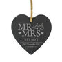 Personalised Mr And Mrs Slate Heart Decoration, thumbnail 2 of 2