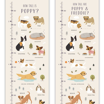 Dogs Canvas And Wood Height Chart, 4 of 8