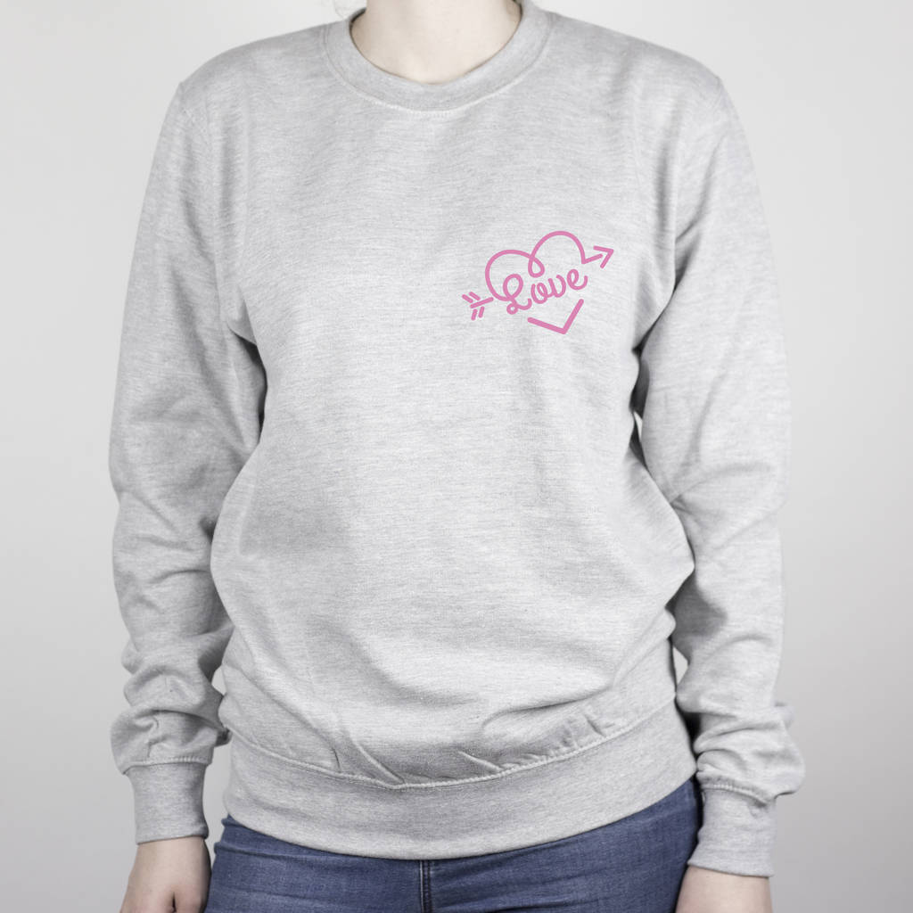 Embroidered Love Heart Valentines Sweatshirt, 1 of 3