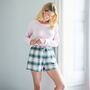 Women's 'Burnet Rose' Tartan Brushed Cotton Sleep Shorts, thumbnail 2 of 3