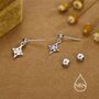 Sterling Silver Opal Star Drop Stud Earrings, thumbnail 4 of 12