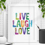 'Live Laugh Love' Inspirational Typography Print, thumbnail 1 of 2