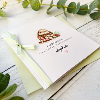 Adorable Bunny Easter Card For A Special Girl Handmade, 2 of 6