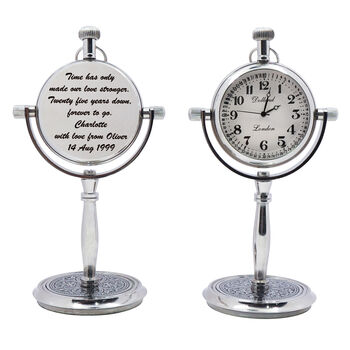 Custom Engraved Silver Colour Desk Clock Gift, 10 of 10