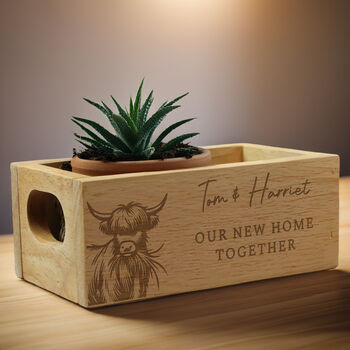 Personalised Highland Cow Mini Wooden Storage Crate, 5 of 5