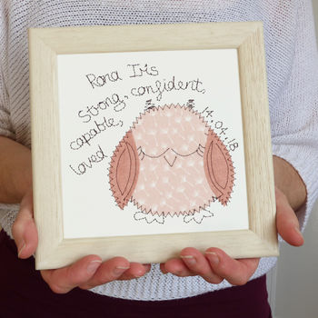 Personalised Baby Owl Embroidered Framed Artwork, 8 of 11