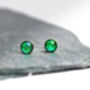 Emerald Green Fused Glass Sterling Silver Stud Earrings, thumbnail 3 of 9