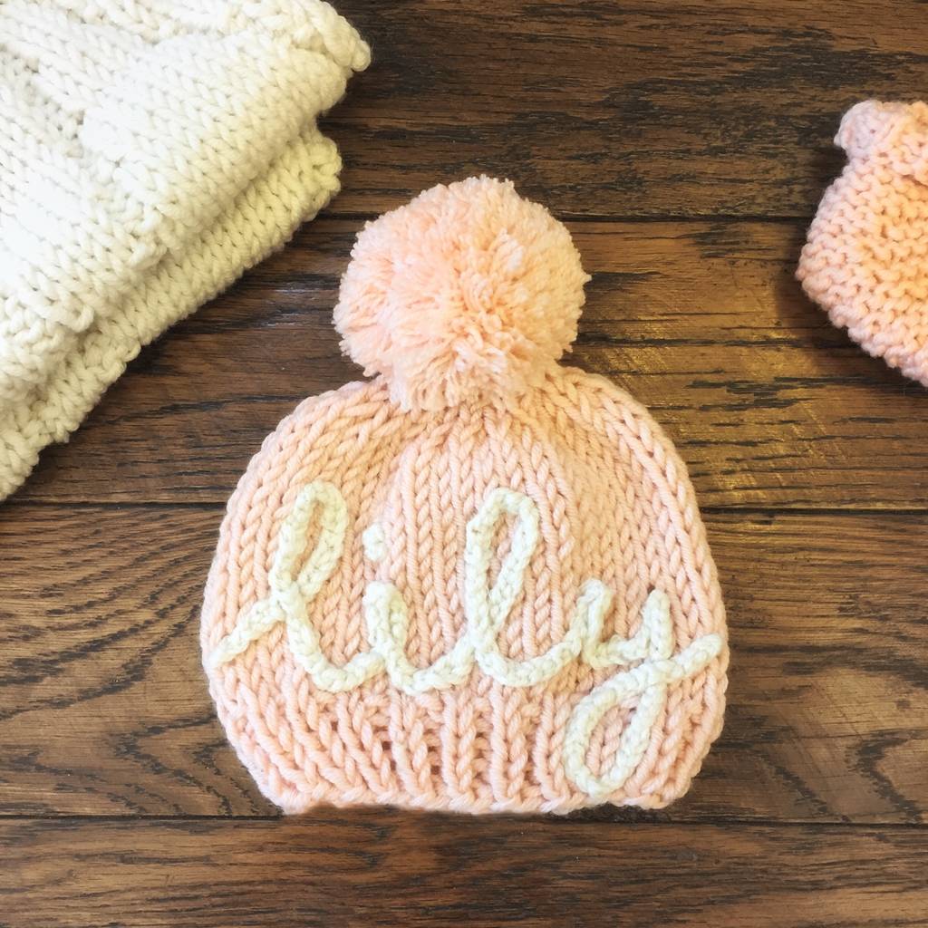 personalised knitted baby hats