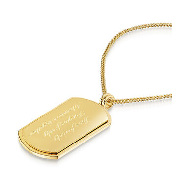 Large Dog Tag With Plate 18 K Gold Plated Steel, 4 of 6
