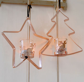 Copper Christmas Hanging Tealight Holder, 2 of 2
