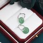 Sterling Silver Dangling Green Aventurine Jade Donut Hoop Earrings, thumbnail 6 of 12