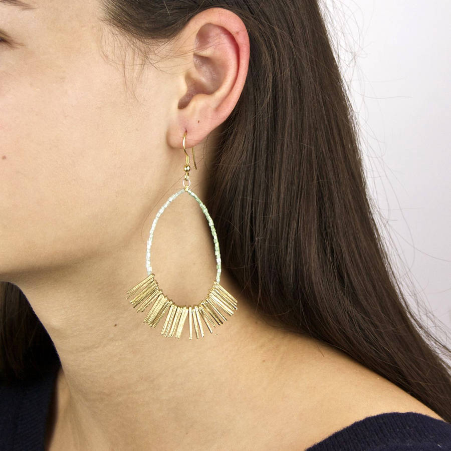 Fringe Mint Green Statement Earrings By Gaamaa