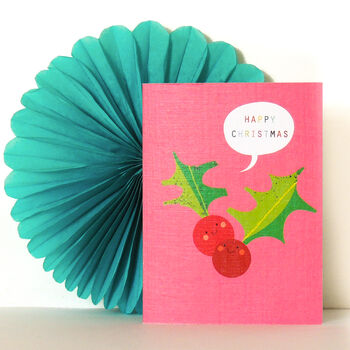 Mini Holly Berries Christmas Card, 4 of 5