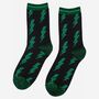 Women's Lightning Bolt Glitter Bamboo Socks Green, thumbnail 1 of 3