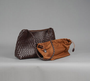 Hand Weaving Vegan Leather Shoulder Bag, 9 of 12