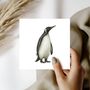 Penguin Wildlife Hand Drawn Greeting Card, thumbnail 1 of 6