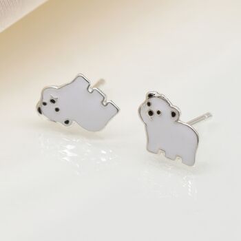 Girls Sterling Silver Polar Bear Stud Earrings, 2 of 4
