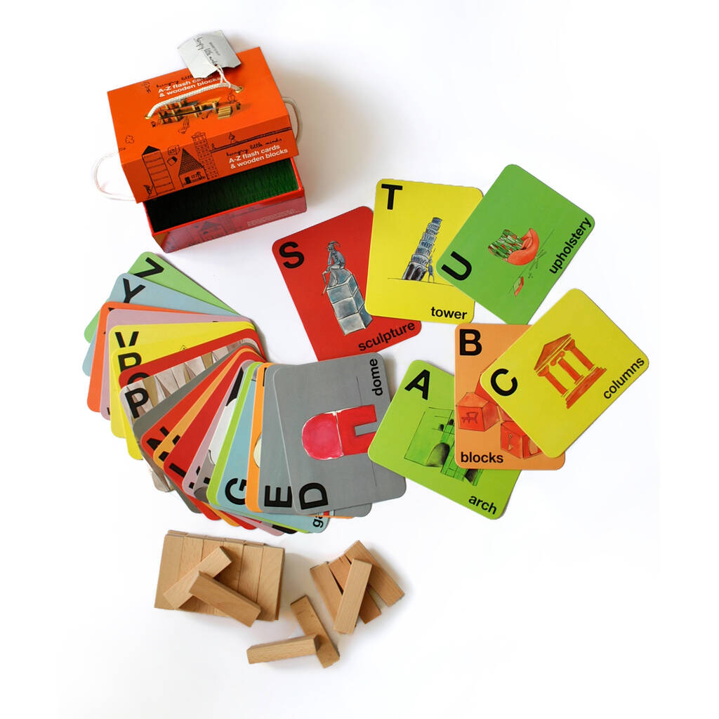 Image of Alphabet Flash Cards And Wooden Blocks